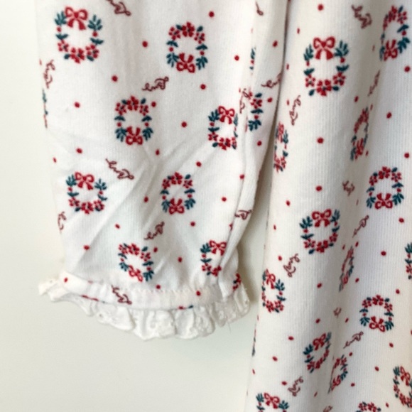NWT Lanz of Salzburg Long Sleeve Christmas Wreath Print Nightgown - White - XS - Picture 4 of 9